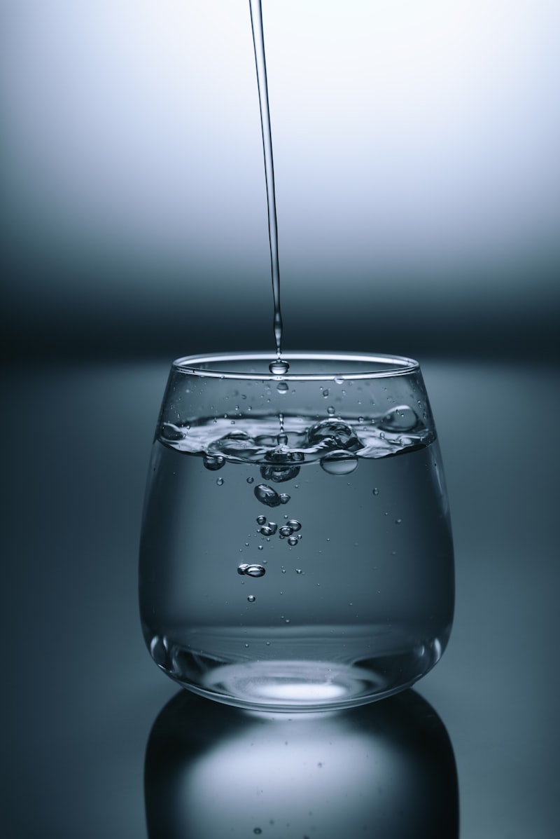 Glass of clean water with lemon slices
